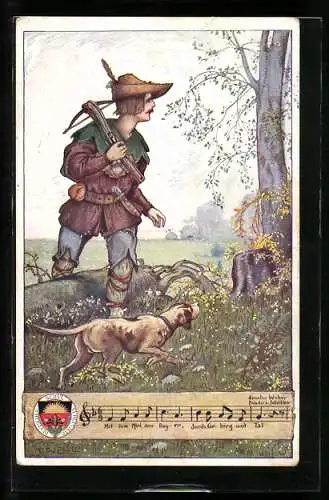 Künstler-AK T. Welzl: Deutscher Schulverein: Mit dem Pfeil, dem Bogen