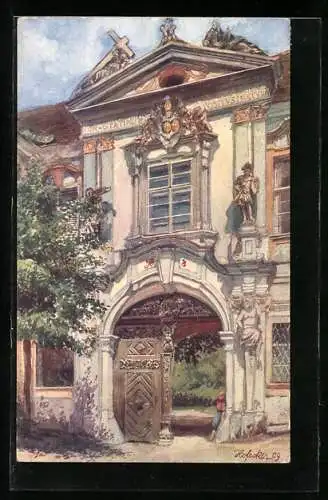 Künstler-AK E.F. Hofecker: Dürnstein, Stiftsportal