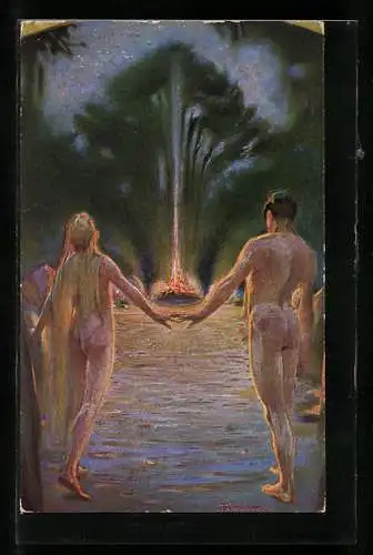 Künstler-AK Ludwig Fahrenkrog: Das heilige Feuer