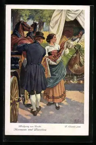 Künstler-AK F. Elssner, Goethe, Hermann und Dorothea