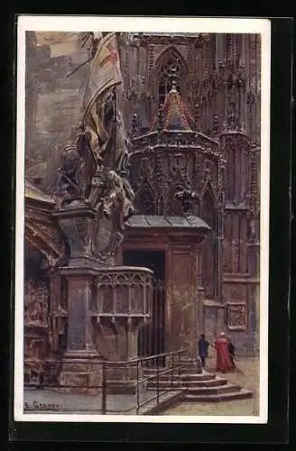 Künstler-AK Ernst Graner: Wien, Capistrankanzel in der Stefanskirche