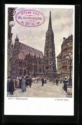 Künstler-AK Brüder Kohn (B.K.W.I) Nr. 702 /10: Wien, Passanten auf dem Stephansplatz