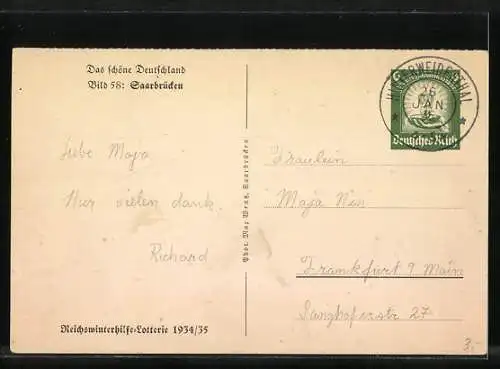 AK Saarbrücken, Teilansicht im Frühling