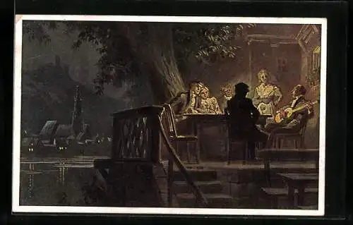 Künstler-AK P. Hey: Nr. 32, An den Rhein, an den Rhein...