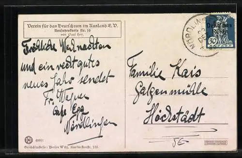 Künstler-AK P. Hey: Post-Pferdeschlitten