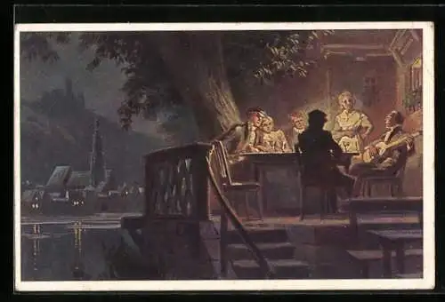 Künstler-AK P. Hey: Nr. 32, An den Rhein, an den Rhein...