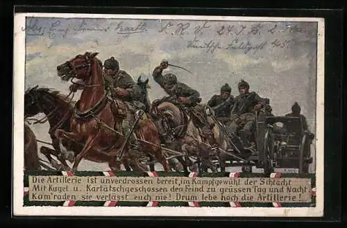 Künstler-AK Paul Hey: Verein für das Deutschtum im Ausland, Unsere Feldgrauen, Die Artillerie ist unverdrossen