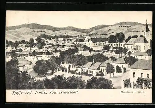AK Pernersdorf /N.-Oe., Pfaffendorf mit Kirche aus der Vogelschau