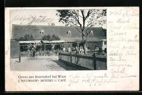 AK Inzersdorf b. Wien, J. Neumayrs Meierei und Café