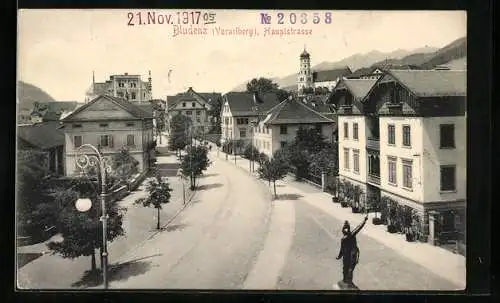 AK Bludenz, Hauptstrasse mit Kirche