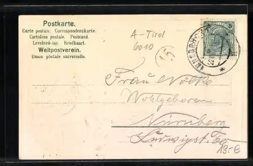 AK Innsbruck, Innbrücke, Mann in Tracht