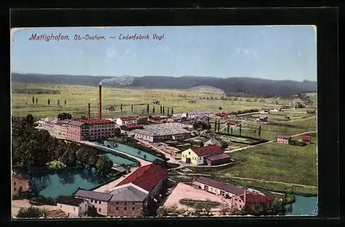 AK Mattighofen, Lederfabrik Vogl mit Wasserbecken