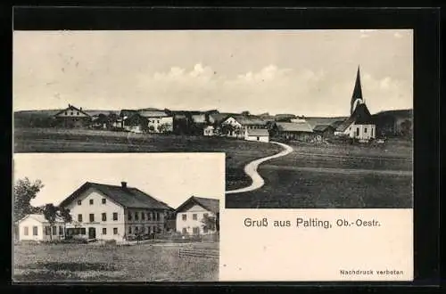 AK Palting /Ob.-Oestr., Ortsansicht mit Kirche