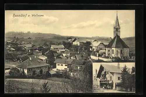 AK Henndorf a. Wallersee, Gesamtansicht, Gasthaus Kasper Moser