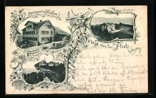 AK Fluh bei Bregenz, Restauration Halder, Hotel Pfänder, Gebhardsberg