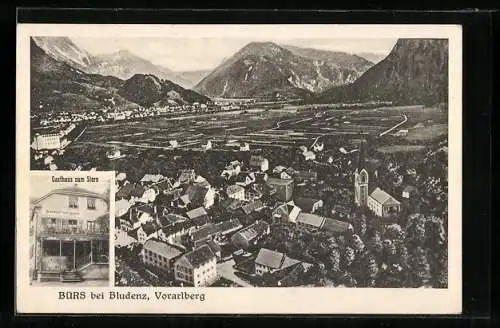 AK Bürs bei Bludenz, Gasthaus zum Stern, Ortsansicht mit Kirche