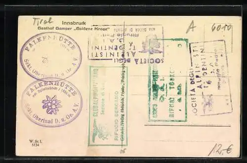 AK Innsbruck, Gasthof Gamper Goldene Krone, Strassenansicht