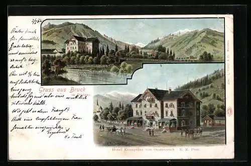 AK Bruck im Pinzgau, Hotel Kronprinz von Oesterreich, K. k. Post