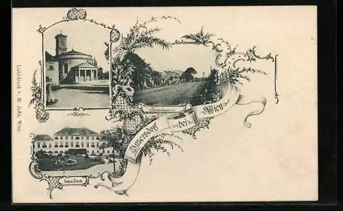 AK Inzersdorf bei Wien, Triesterstrasse, Kirche, Schloss Drasche