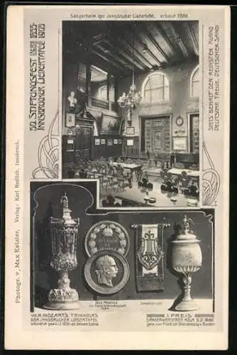 AK Innsbruck, 50. Stiftungsfest der Innsbrucker Liedertafel, Innenansicht des Sängerheims