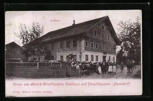 AK Henndorf am Wallersee, Andrä Wincklhofers Gasthaus und Fleischhauerei