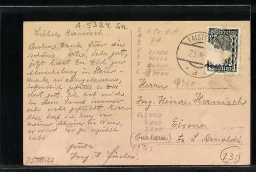 AK Faistenau, Gasthaus zur Post, Linde, Totalansicht mit Kirche