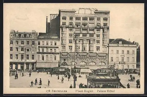 AK Brüssel / Bruxelles, Place Rogier & Palace Hôtel