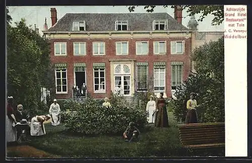 AK Middelburg, Achterzijde Grand Hotel Restaurant mezt Tuin