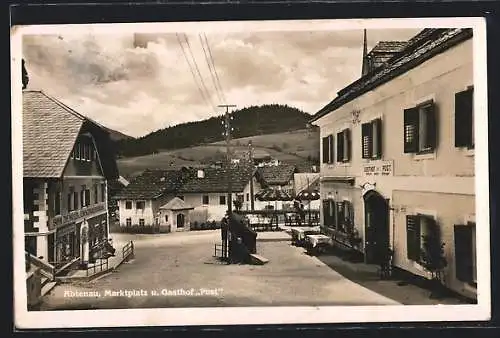 AK Abtenau, Marktplatz und Gasthof Post
