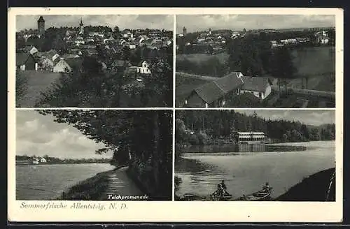 AK Allentsteig /N.D., Panoramaansicht, Ortsansicht, Teichpromenade