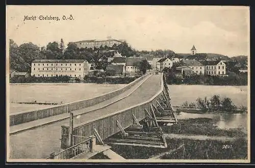 AK Ebelsberg, Flussbrücke mit Blick auf die Maschinenfabrik der Gebr. Steininger