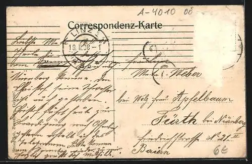 AK Linz a. D., Gesamtansicht, Linzerin im Trachtenkleid