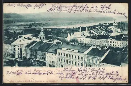 AK Braunau am Inn, Teilansicht mit Kapelle