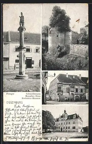 AK Eggenburg, Schwedenturm, Bemaltes Haus, Krahuletz-Museum