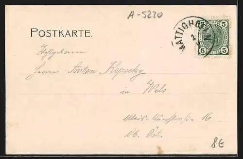 AK Mattighofen, Strassenpartie mit Fussgängern