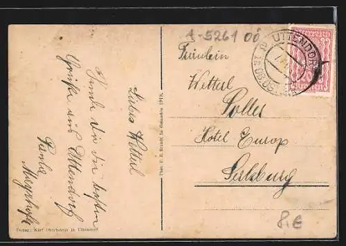 AK Uttendorf /Ob. Oest., Marktplatz aus der Vogelschau