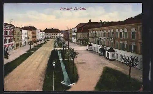 AK Uttendorf /Ob.-Oest., Strassenpartie aus der Vogelschau