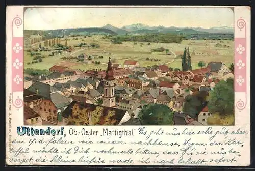 Lithographie Uttendorf, Gesamtansicht im Mattigthal