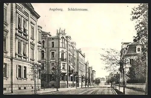 AK Augsburg, Bürgerhäuser in der Schäzlerstrasse