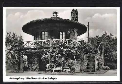 AK Ludwigsburg / Württemberg, Café Strohhaus in den Anlagen