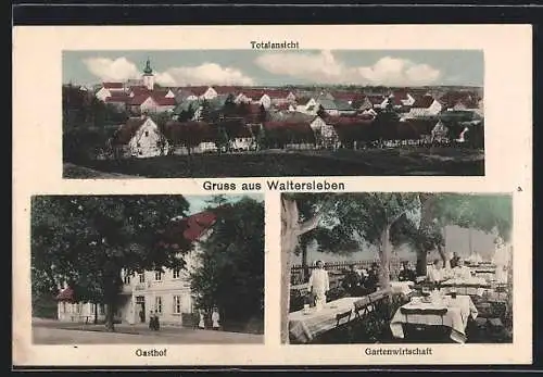 AK Waltersleben, Gasthof, Gartenwirtschaft, Totalansicht