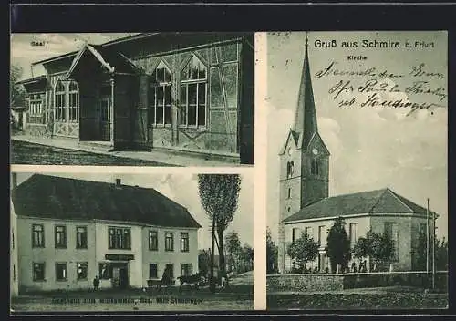 AK Schmira b. Erfurt, Gasthaus zum Willkommen, Kirche