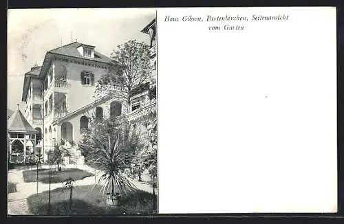 AK Partenkirchen, Hotel Haus Gibson, Seitenansicht vom Garten