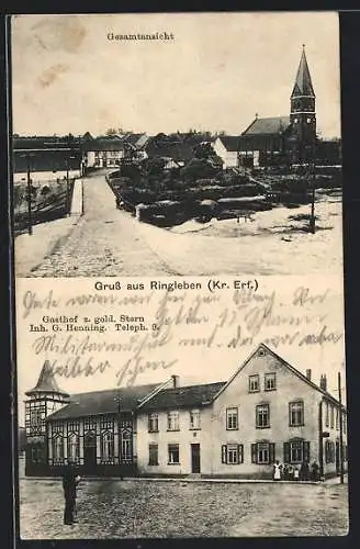 AK Ringleben / Gebesee, Gasthof zum goldenen Stern, Inh. G. Henning, Gesamtansicht