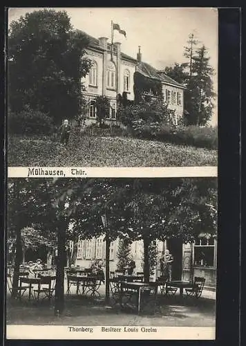 AK Mülhausen /Thür., Gasthaus Thonberg mit Aussenbereich, Inh. Louis Greim