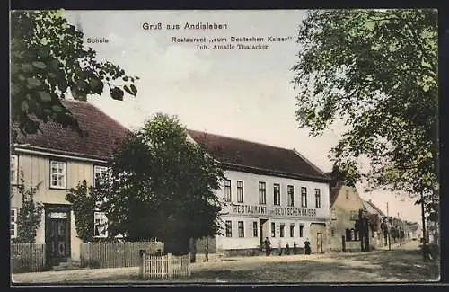 AK Andisleben, Restaurant zum Deutschen Kaiser, Schule