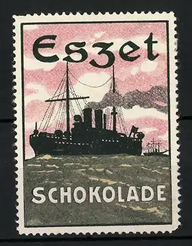 Reklamemarke Eszet Schokolade, Dampfer auf hoher See