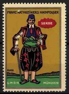 Künstler-Reklamemarke Franz Paul Glass, Franz Kathreiners Nachf., München, Serie: Trachten, Serbe