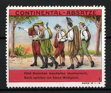 Reklamemarke Continental-Absätze, Pfadfinder auf einem Feldweg, Bild 1