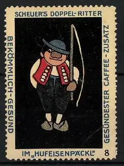 Reklamemarke Scheuer's Doppel-Ritter, im Hufeisenpäckl, Mann mit Angel, Bild 8